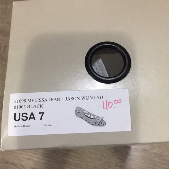 Sz 7 Black Melissa x Jason Wu Jean rubber ribbon flat - Picture 9 of 11